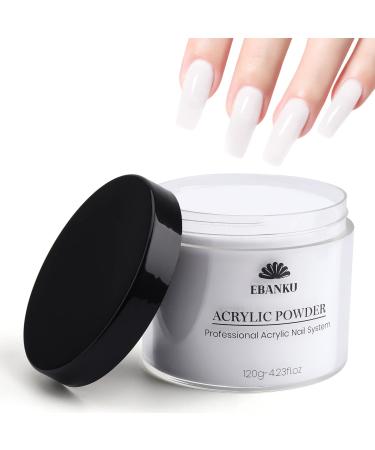 120g/4.23oz White Acrylic Powder EBANKU Acrylic Powder Large Capacity Professional Acrylic Nail Powder for Nail Acrylic Extension Nail Carving Long-Lasting No Nail Lamp Needed