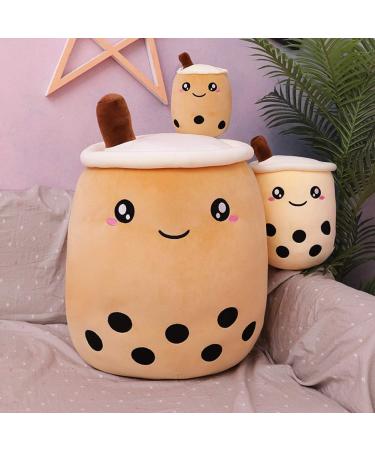 AMOZO Cute Cartoon Boba Milk Tea Plush Doll - 24cm Beige Giant Bubble Plushie Stuffed Pillow Toy - Buy Online on SooperMarket.com