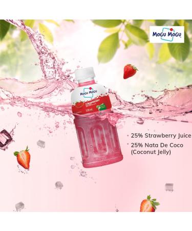 Mogu Mogu Strawberry Juice with 25% NATA De Coco | Energy Booster Drink | Full of Fruit Fibres | No Added Preservatives and Colours -300ml (Pack of 6) - Buy Online on SooperMarket.com