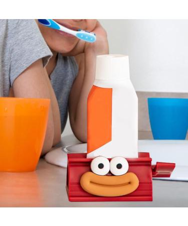 Rolling Toothpaste Squeezer - Cute Smiling Face Tube Squeezer Tool Manual Toothpaste Dispenser Toothpaste Holder Squeezer for Bathroom Restroom Red - Buy Online on SooperMarket.com