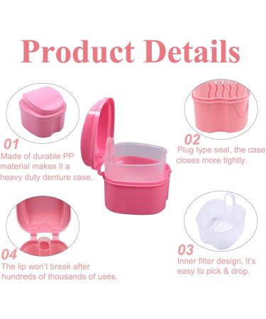 Retainer Case Portable Denture Box Easy-Clean Orthodontic Case Dental Braces Storage for Invisible Aligner False Teeth Container Mouth Guard Case Retainer Cleaner Holder (Pink) - Buy Online on SooperMarket.com