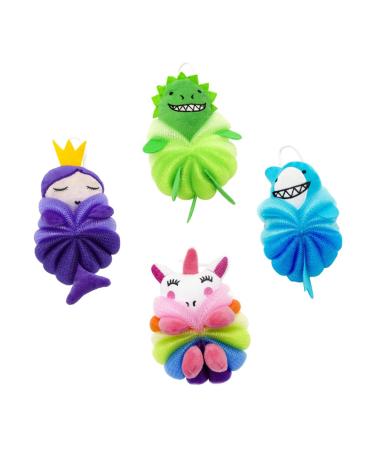 NOLITOY 4pcs Children's Bath Ball Body Skin Scrubbing Tool Cartoon Bath Skin Scrubber Ball Cartoon Style Bath Skin Scrubber Bath Scrubber for Body Pe Cleaning Ball Household