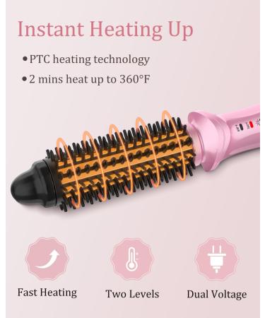 Curling Iron Brush for Short Long Hair Hair Curling Brush Long Barrel Tourmaline Ceramic Dual Voltage Curling Brush Iron with Anti-Scald Bristles 25MM-PINK - Buy Online on SooperMarket.com
