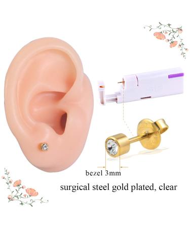 Firstomato 2PCS Disposable Ear Piercing Kit with Hypoallergenic Earrings - 3mm CZ 24Kt Gold Cartilage Piercing Gun Set - Buy Online on SooperMarket.com