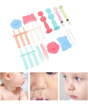 Newborn Grooming Kit - 21Pcs Nasal Aspirator, Gas Reliever, Tweezers, & Medicine Brushes - Lightweight Silicone - Perfect Home Gift - Buy Online on SooperMarket.com
