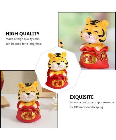 Beavorty 3 pcs year of the tiger bobble head ornament Resin Sculpture interior chinese zodiac lucky figurines good luck tiger car dashboard doll toy figure wild office God of Wealth bubble Red 1x3pcs 6X6X9.5CMx3pcs - Buy Online on SooperMarket.com