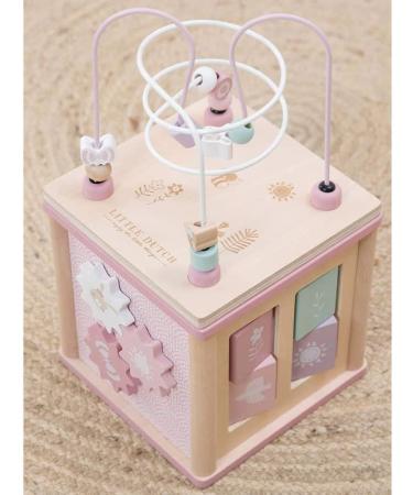 Little Dutch 4427 Wooden Activity Cube - Adventure Pink | Enhance Motor Skills & Fun Playtime for Kids - Buy Online on SooperMarket.com