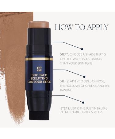 SIIA Cosmetics Duo Face Sculpting Contour Bronzer Stick - Dual-Use Applicator - Natural Finish - .32 oz - Suede - Buy Online on SooperMarket.com