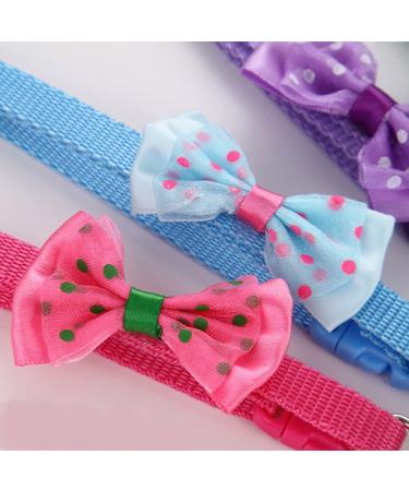 Flymind Puppy Collars - Adjustable Whelping ID Collars for Cat Dog Kitten - Soft Nylon with Safety Buckle and Polka Dot Bow - Buy Online on SooperMarket.com