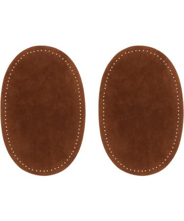 ZUPAYIPA 2Pcs Sew-On Fabric Oval Elbow Knee Patches Sweater Trousers Repair Patches Craft Supply Sewing Appliques (Suede Fabric，Brown)