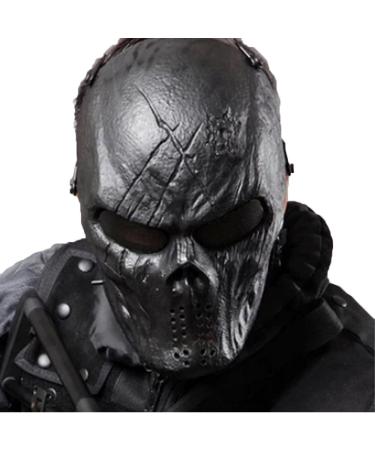 Skull Airsoft Masks Full Face - Scary Halloween Ghost Mask - Tactical Mask Skeleton with Metal Mesh Eye Protection - Horror Zombie Mask for BB Cs War Game Shooting Masquerade Cosplay Movie Props Party