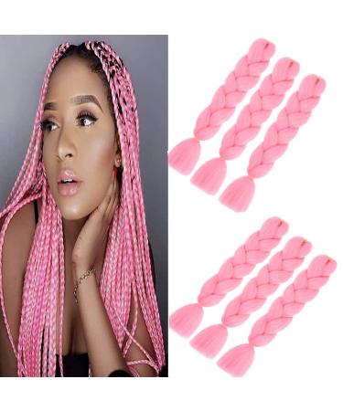 6 Packs Jumbo Braiding Braid Hair Extensions Colorful Kunsthaar Kanecalon Hair for Disory Crochet Box Braids Ombr Lila 100 g/PCs 60 cm (24inch pink)