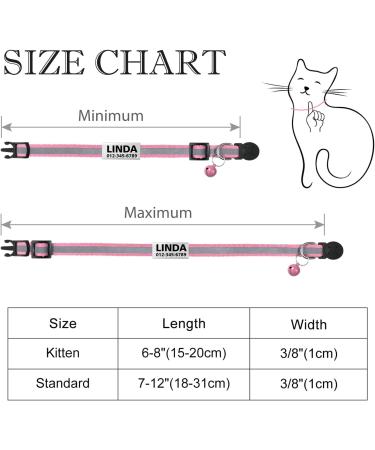 Tagme Cat Collar - 2 Pack Pink Adjustable Neck Band with Name & Phone Number Safety Clasp & Bell Standard Size 18-31 cm - Buy Online on SooperMarket.com