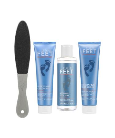 Bare Feet by Margaret Dabbs - Ultimate Indulgence for Happy Feet Gift Set - Soothing Foot Soak Foot File Exfoliating Foot Scrub & Conditioning Foot Cream