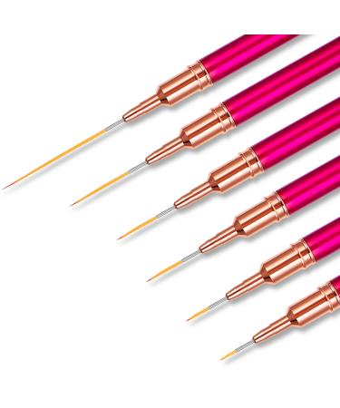 6 Pcs Nail Liner Brush Detail Thin Nail Art Brush Acrylic Brush Set for Nails Nail Polish Design Brushes for Long Lines Fine Nail Art Brushes Nail Art Dotting Tool for Painting Size 5/7/9/11/15/25mm picture color