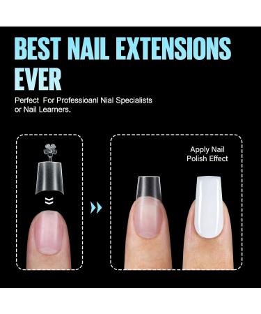 TOMICCA Short Coffin French Edge Nail Tips - 240pcs Half Cover False Nails - Natural Matte Acrylic Extensions - 15 Sizes Salon Quality Artificial Nails - Buy Online on SooperMarket.com