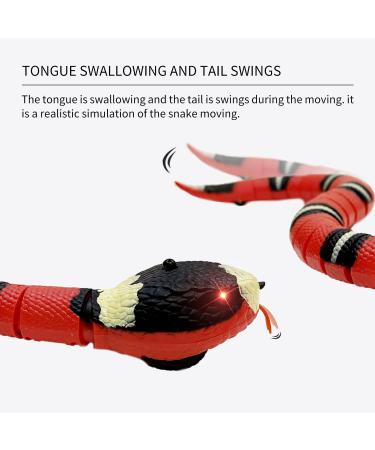 Smart Sensing Snake Cat Toy | Rechargeable & Realistic S-Shaped Moving Toy for Cats | Escape obstacles, Electro-Sensing Technology | Red - Buy Online on SooperMarket.com