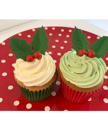 36 Edible Holly Leaves- Christmas Edible Cake Decorations - Buy Online on SooperMarket.com