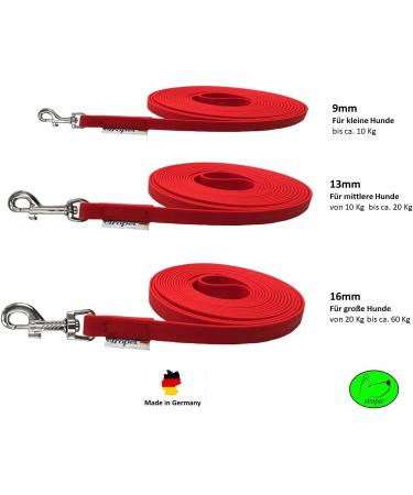 Buy Red Biothane Dog Leash for Small Dogs - 9mm 3m 5m 10m 15m | Durable & Waterproof - Buy Online on SooperMarket.com