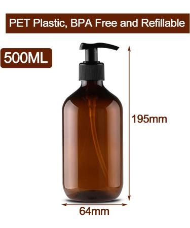 Alledomain 2PCS 500ml/17oz Empty Refillable Plastic Lotion Pump Bottles Shampoo Body Washing Cream Shower Gel Storage Holder Container Toiletries Liquid Dispenser (Brown & Green) - Buy Online on SooperMarket.com