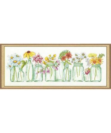 Dimensions Mason Jar Counted Cross Stitch Kit - 14 Count White Aida - 18 x 7 - Buy Online on SooperMarket.com