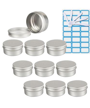 Zeoabsy 10 piece of empty 80 ml round silver aluminum tins with screw cap screw socket CREMEDOSE ALU trucks doses aluminum box tin cans for cosmetics candle ointments 5x spatula 1x etiquette silver 80ml