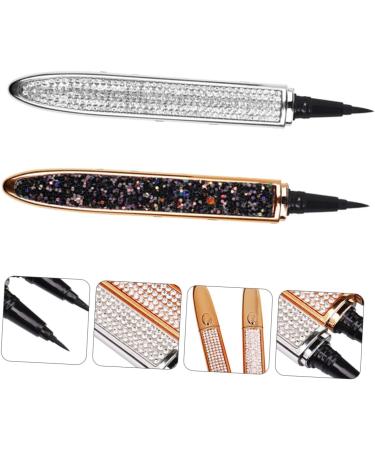 BELLIFFY 2pcs Diamond Eyeliner Liquid Liner Pen Black Eyeliner Women Household Eyeliners Gold Eyeliner Silver 1 count (Pack of 1) Black - Buy Online on SooperMarket.com