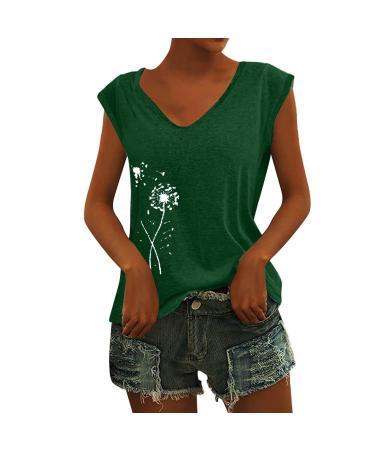 Short Sleeve T Shirts Clothing Woman T-Shirt Casual Black Clothing Top Women's Floral Pattern for Women Crop Tops Shirt Shirts Top Women's Summer Tank Top 3-green XL