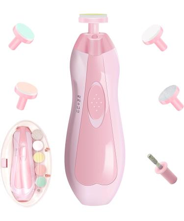 Electric Baby Nail File Trimmer with LED Light - Safe & Quiet Clipper for Newborns, Infants, Toddlers, and Women (Rose) - 6 Grinding Heads - Buy Online on SooperMarket.com