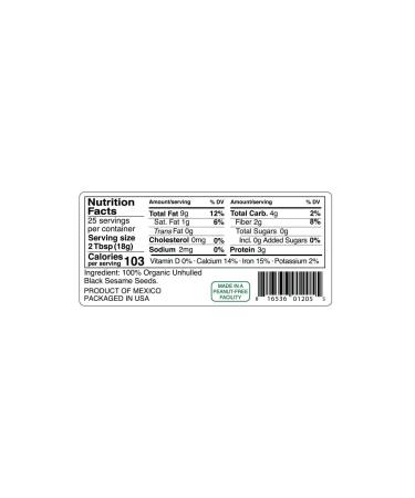 Buy Kevala Organic Black Sesame Seeds - Raw Unhulled 16 oz (454 g) | Nutrient-Rich Superfood - Buy Online on SooperMarket.com
