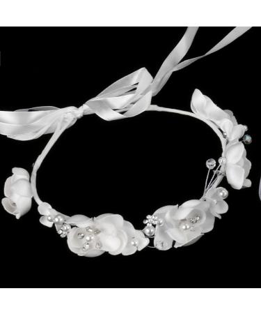 Merroyal Girls Communion Bow and Dangle Cross Charm with 24 Inch Veil on Hair Comb with White Floral Crown (Veil with Crsytal One Size) Veil With Crsytal One Size - Buy Online on SooperMarket.com