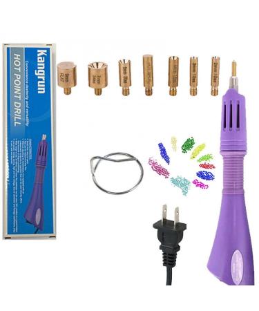 Hotfix Applicator, 7 in 1 Hot Fixed Wand Bedazzler Kit, Rhinestones Setter Wand Tool with 7 Different Tip Sizes, DIY Bedazzler Kit with Rhinestones with Support Stand (American standard (purple))