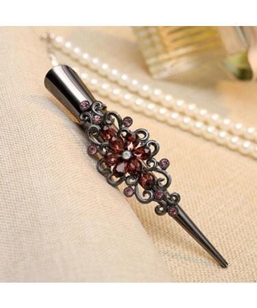 Hellery Ladies Hair Clip - Rhinestone Brown Crocodile Sectioning Clips for Hairdressers - Buy Online on SooperMarket.com