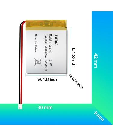 903042 Rechargeable Lipo Battery - Compatible Replacement for Multiple Devices | PH 2.54 JST Connector & Tool Included - Buy Online on SooperMarket.com