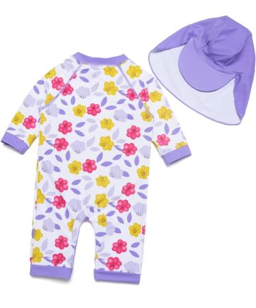 BONVERANO Baby Girls Swimsuit UPF 50+ Sun Protection Purple Flower 2-3 Years - Buy Online on SooperMarket.com