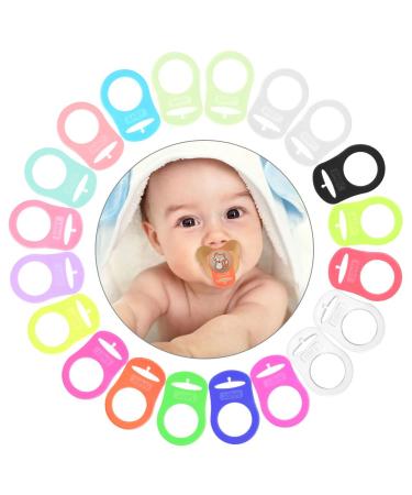 Vicloon Baby Dummy Pacifier Holder Clip Adapter 20pcs Silicone Dummy Clips Adapter Baby Pacifier Ring Holder Clip Adapter for Baby Boys Girls-Multicolor 20Pcs-Multicolor