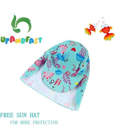 UPF 50+ Green Baby Girl One Piece Swimsuit Set with Sun Hat | 18-24 Months - Buy Online on SooperMarket.com