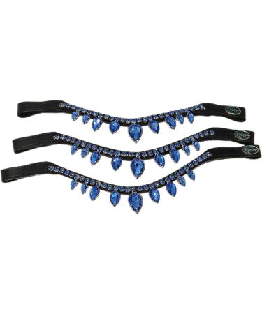Tyssons Breeches Drop Herring Strap - Strass Drops in Rosa Blue Leather with Black Glitter Band for Mini Shetty Shetty VB WB & Full Thoroughbred - Buy Online on SooperMarket.com