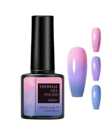 Colour Changing UV Gel Nail Polish Black - 7.5 ml Temperature Colour Changing Gel Nail Polish Soak Off UV LED Nail Art Gel Polish - Purple Pink (17)