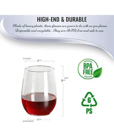64Pcs Stemless Mini Glasses - Disposable Hard Plastic 4 oz Tasting Cups - Unbreakable Small Goblet for Parties - Bulk Clear Wine Glasses for Birthdays - Buy Online on SooperMarket.com