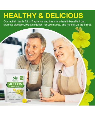 Mullein Tea Bags - Natural Lung Cleanse and Respiratory Support - 40 Caffeine-Free Tea Bags - Buy Online on SooperMarket.com