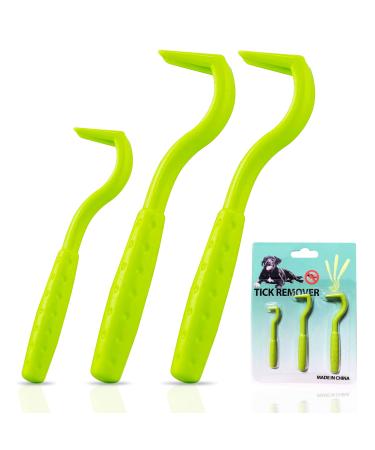 Rubigo 3 Pack Tick Remover Tools For Dogs Cats Humans. | Quick Safe And Painless Removal Of All Tick Sizes. 3 Different Sized Strong Plastic Tick Removers | For All Pets (Green)