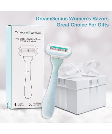 DreamGenius 5-Blade Women's Razors for Sensitive Skin - Includes 1 Handle and 5 Refills - Buy Online on SooperMarket.com