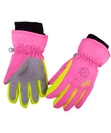 Azarxis ski gloves for children warm winter gloves windproof thickens gloves for running skiing hiking snowboard B - rose red XS (3-5 years)