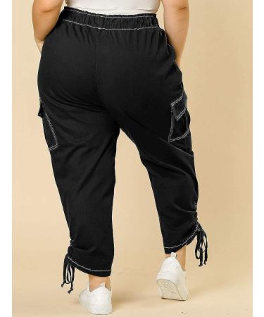 Agnes Orinda Women's Plus Size Drawstring Cargo Pants - 3X Black - Buy Online on SooperMarket.com