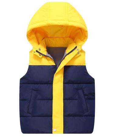 Happy Cherry Boys' Girls' Gilets Kids Waistcoat Toddlers Winter Warm Puffer Vest Jackets Lightweight Water Resistant Hoodie Gilets Windproof Down Vest 3-13 Years 10-11 Years 02-Blue