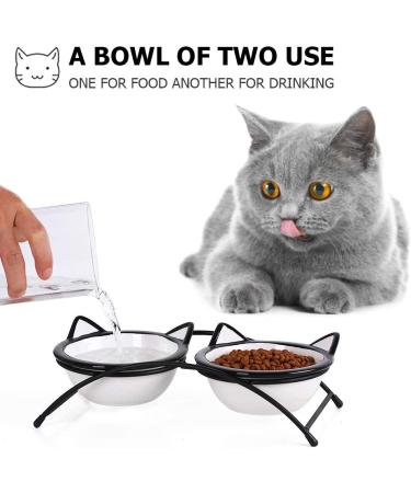 Y YHY Raised Ceramic Cat Food Bowls Set - 12 oz Elevated Pet Dishes with Stand for Cats and Small Dogs - Dishwasher Safe - Buy Online on SooperMarket.com