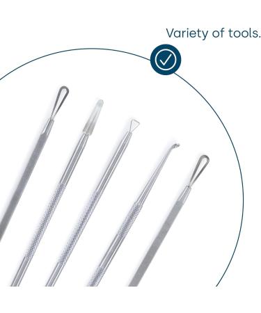 LIVIVO 5pc Blackhead Remover Kit Safe and Effective for Extracting Blackheads Whiteheads Comedones Acne Pimples Spots Milia and Blemishes for Perfect Clear and Smooth Skin Complexion - Buy Online on SooperMarket.com
