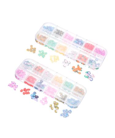 FRCOLOR 6 Boxes Nail Art Stickers Nail Slices Cute Nail Art Decors Manicure Ornaments Resin Heart Charms Nail Art Gems 3d Nail Bunny Decals Crystal Decor Flash Polymer Clay Nail Flakes