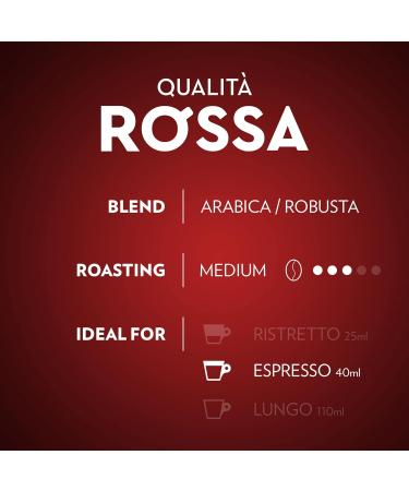 Lavazza Qualita Rossa Medium Roast Coffee Capsules Compatible with Nespresso Original Machines Full-bodied balanced espresso dried fruit aftertaste (100 pack) - Buy Online on SooperMarket.com